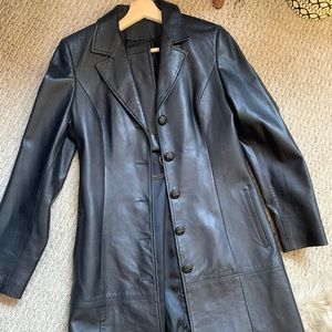 Knee Length Leather Coat